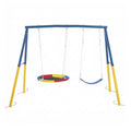 Swing Set For Backyard, 330Lbs Swing Set With Heavy Duty A Frame Metal Outdoor Swing Stand, 1 Saucer Swing Seat & 1 Belt Swings Seat
