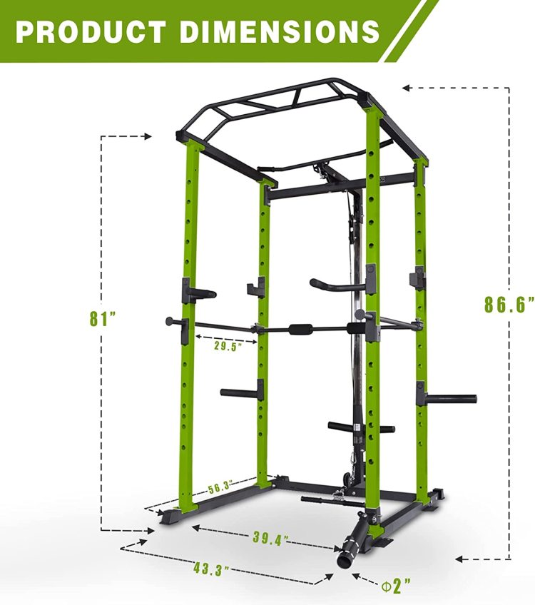 Multi Functional Power Cage, Home Adjustable Pullup Squat Rack 1000Lbs Capacity Comprehensive Fitness Barbell Rack With Gym Accessories