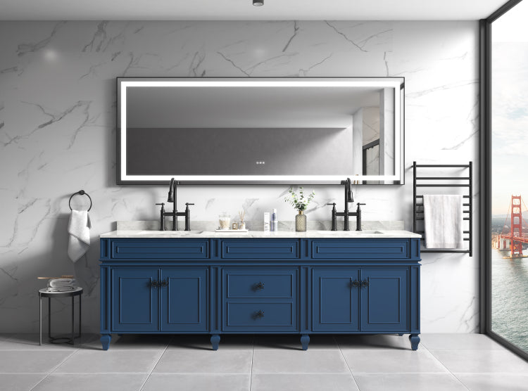 96 X 36 Inch Led Bathroom Mirror With Aluminum Frame, Wall Mounted Vanity Mirror, Anti Fog, Memory, 3 Colors, Stepless Dimmable