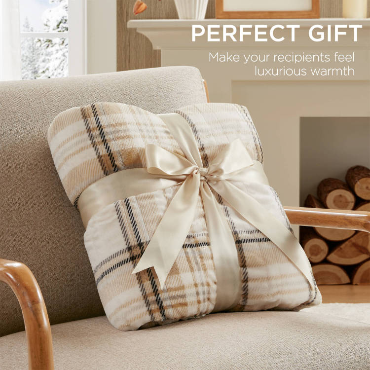 1 Piece 50X60" Heated Throw,Tan Plaid