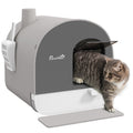 Pawhut Cat Litter Box With Lid, Covered Litter Box For Indoor Cats With Tray, Scoop, Filter, 17" X 17" X 18.5", Light Gray