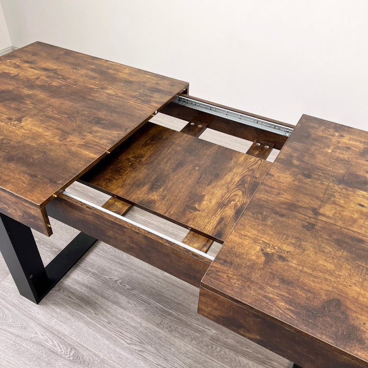 Extendable Dining Room Table For 6 8 10, Modern Farmhouse Wooden Kitchen Expanding Table, Long Large Expandable Dining Room Conference Table