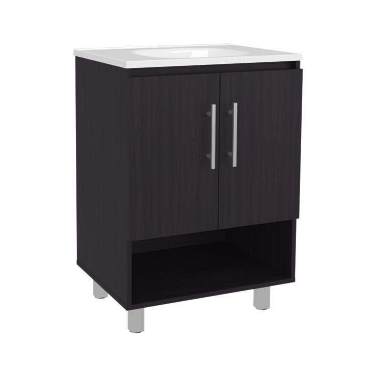 Wenge 1 Shelf Freestanding Bathroom Vanity Cabinet With Double Doors