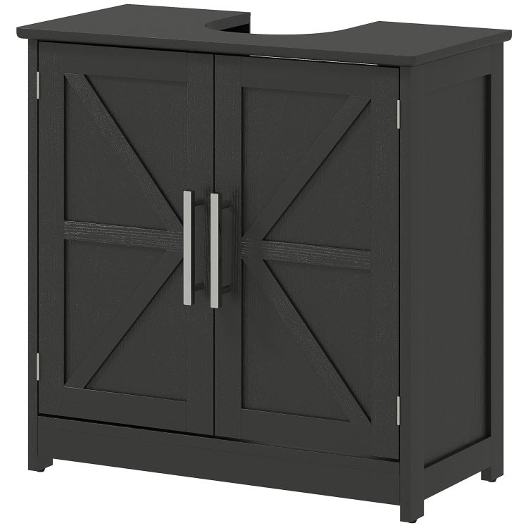 Pedestal Sink Storage Cabinet, Bathroom Sink Cabinet With 2 Barn Doors And Adjustable Shelf Without Washbasin