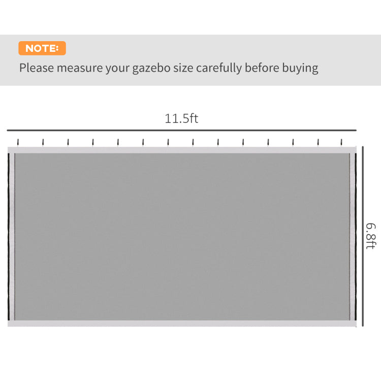 Outsunny 10' X 13' Replacement Mesh Sidewall Netting For Patio Gazebos And Canopy Tents With Zippers Sidewall Only , White