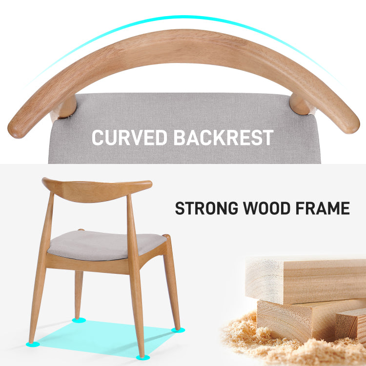 Set Of 2 Rubberwood Dining Chairs With Ergonomic Backrest & Comfort Cushions, Natural Beige Same Sku: 59296.00Fbei