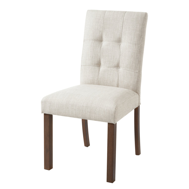 Wooden Dining Chairs Set Of 4, Modern Dining Room Chairs With Back, Fabric Kitchen Side Chairs With Wood Legs, Beige Walnut
