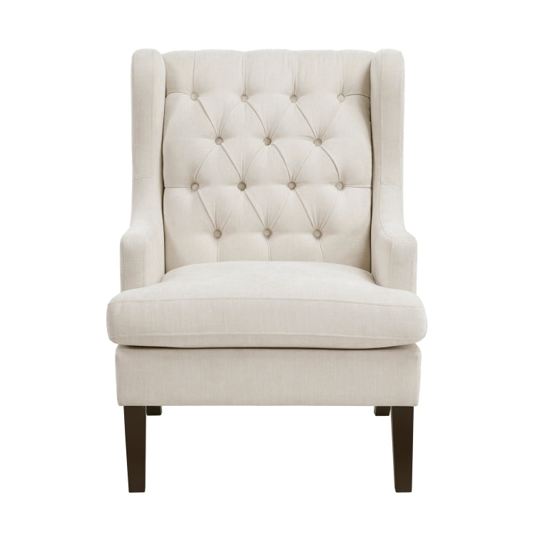 1Pc Accent Chair Button Tufted Beige Fabric Upholstery Foam Cushion Seat Living Room Furniture