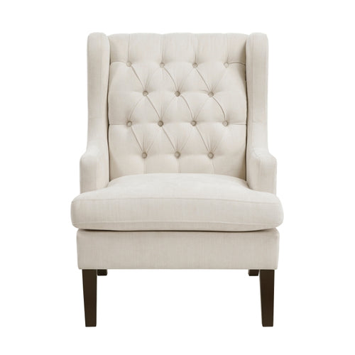 1Pc Accent Chair Button Tufted Beige Fabric Upholstery Foam Cushion Seat Living Room Furniture