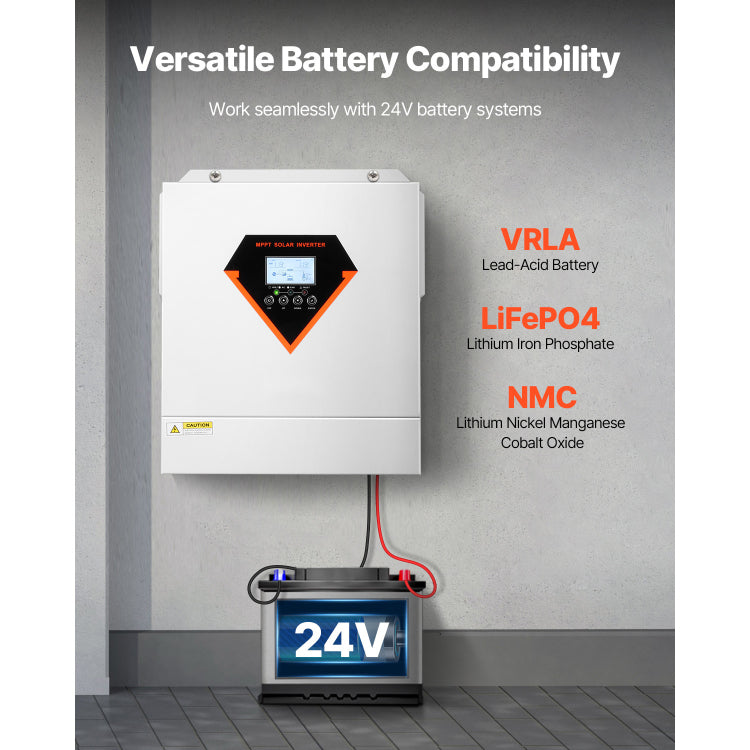 Hybrid Solar Inverter Charger 3000W 110 120V With Built In 100A Mppt Controller