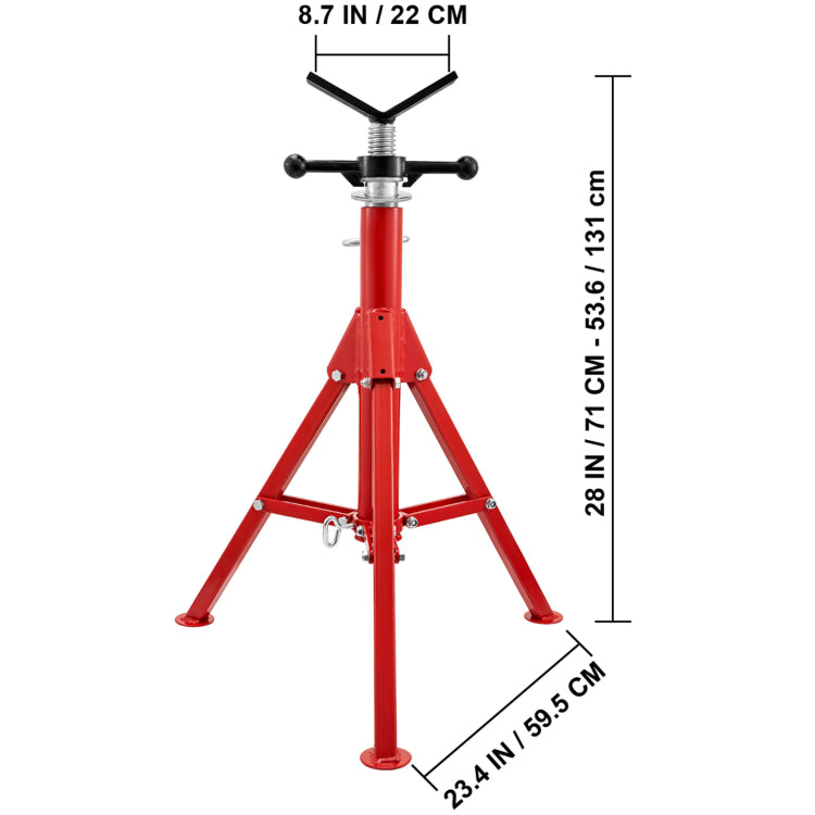 V Head Pipe Stand 1 8" 12" Capacity,Adjustable Height 28" 52 ,Pipe Jack Stands 2500 Lb. Load Capacity,Portable Folding Pipe Stands, Carbon Steel Body More Durable