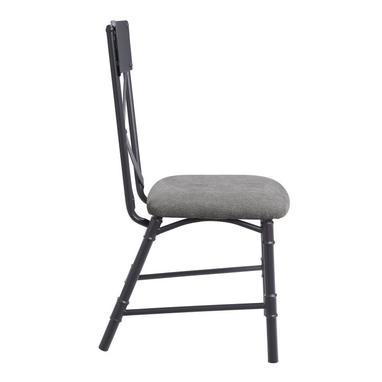 Edina Gray Fabric, Oak & Sandy Black Finish Side Chair Set Of 2