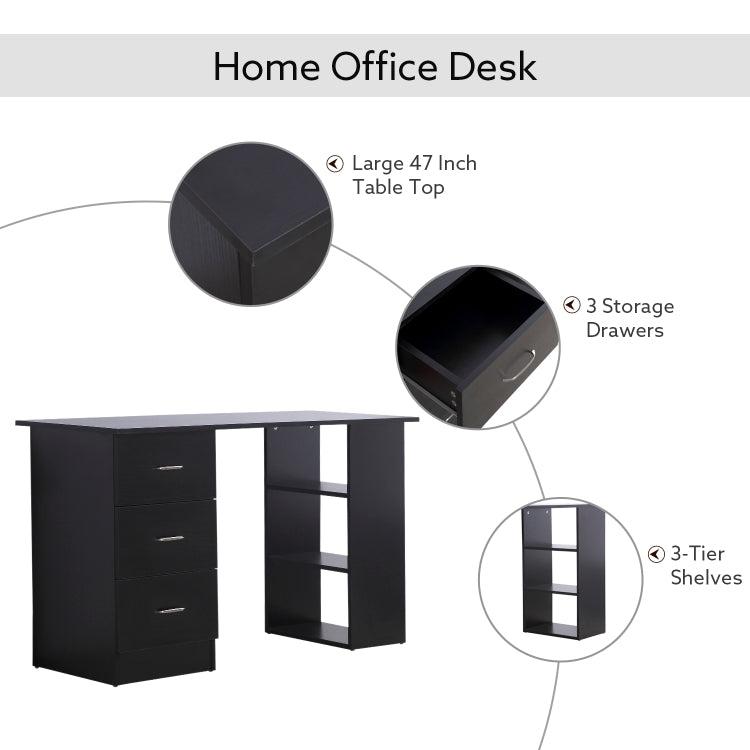 Modern Home Office Computer Desk Bookcase Combo Writing Table Workstation