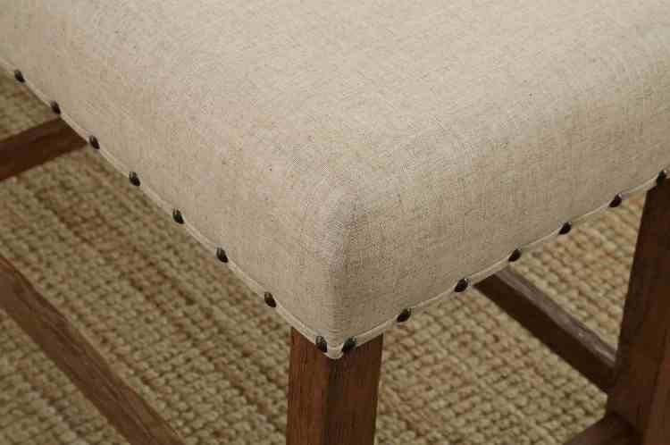 Rustic Style 2Pc Bar Chair Padded Seat And Back Nailhead Trim Rustic Oak Finish Dining Room