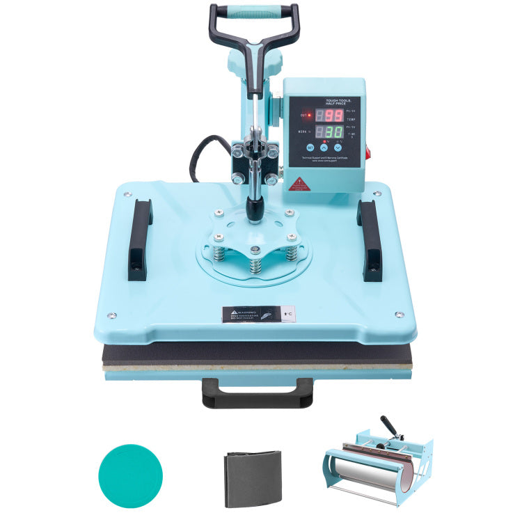 Heat Press Machine 12X15 In 5 In 1 With 30Oz Tumbler Press T Shirts Mint Green