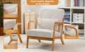 Mid Century Modern Accent Chair, Arm Chair Living Room Chairs With Pillow Upholstered Reading Chair With Solid Wood Frame & Living Room Bedroom Balcony Beige