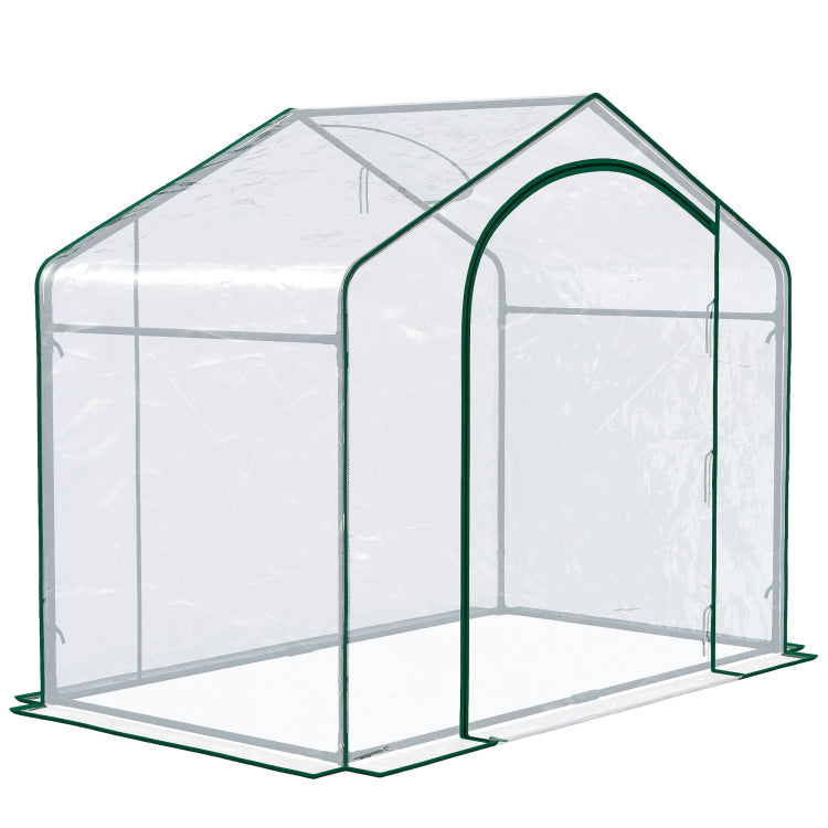 Outsunny 6' X 3' X 5' Portable Walk In Greenhouse, Pvc Cover, Steel Frame Garden Hot House, Zipper Door, Top Vent For Flowers, Vegetables, Saplings, Clear