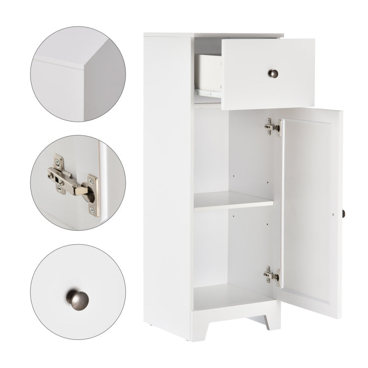 Kleankin Short Bathroom Storage Cabinet, Cabinet Organizer With 1 Drawer And Adjustable Shelf For Living Room, White