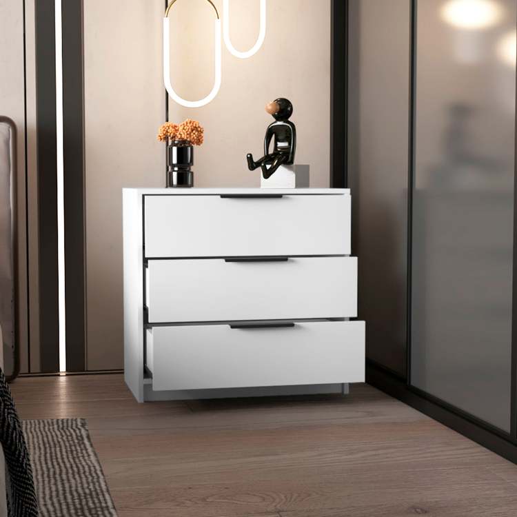 White 3 Drawer Rectangle Dresser