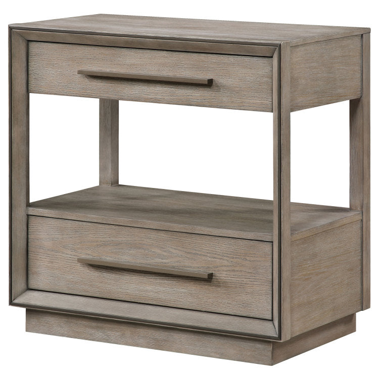 Prescott Taupe Oak 2 Drawers Nightstand