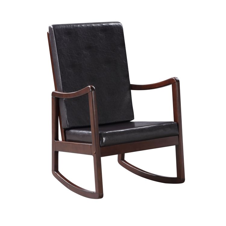 Raina Dark Brown Synthenic Leather & Espresso Finish Rocking Chair