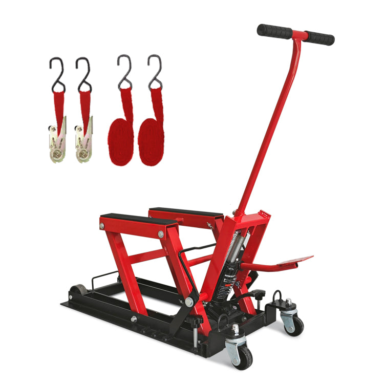 Hydraulic Motorcycle Lift Jack, 1500 Lbs Capacity, Atv Scissor Lift Jack Portable Motorcycle Lift Table With 4 Casters, Hydraulic Foot Operated Hoist Stand For Motorcycle Atv Utv Powersports