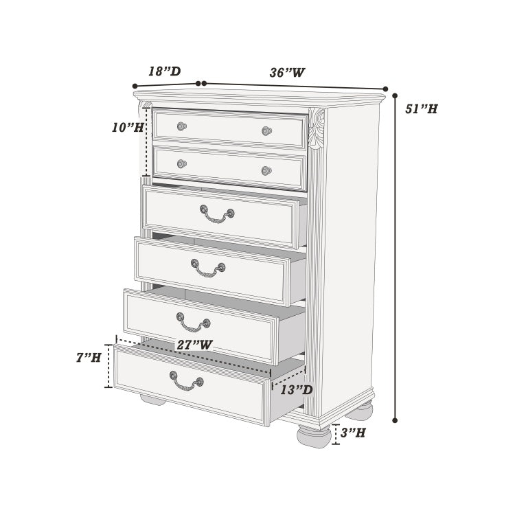 Dark Cherry 1Pc Chest Of Drawers Storage Bedroom Furniture Traditional Style Chest