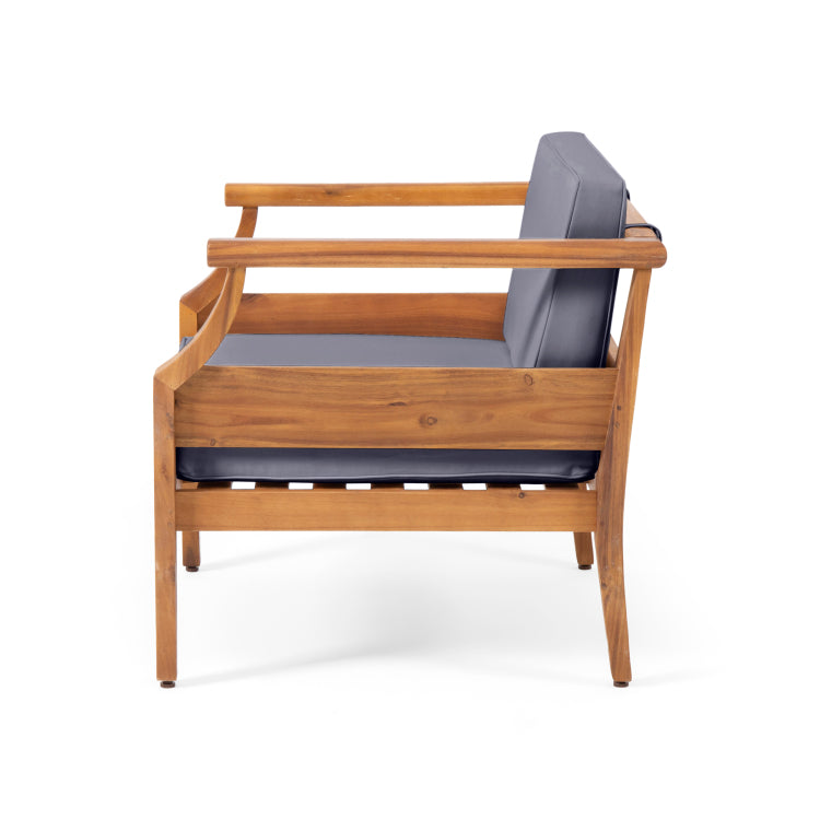 Club Chairs Laurent 500Lbs Capacity Acacia Outdoor, Teak Finish Patio Furniture Sets With Thick Cushion, Appropriate For Garden Porch