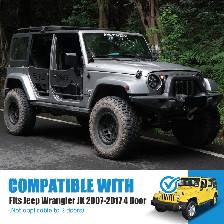 Off Road Steel Tubular Door With Side View Mirror For 2007 2018 Jeep Wrangler Jk 4 Door