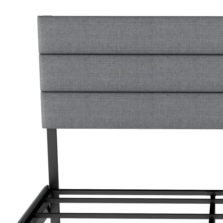 Full Size Upholstered Platform Bed Frame With Headboard, No Box Spring Needed, 14'' Underbed Storage