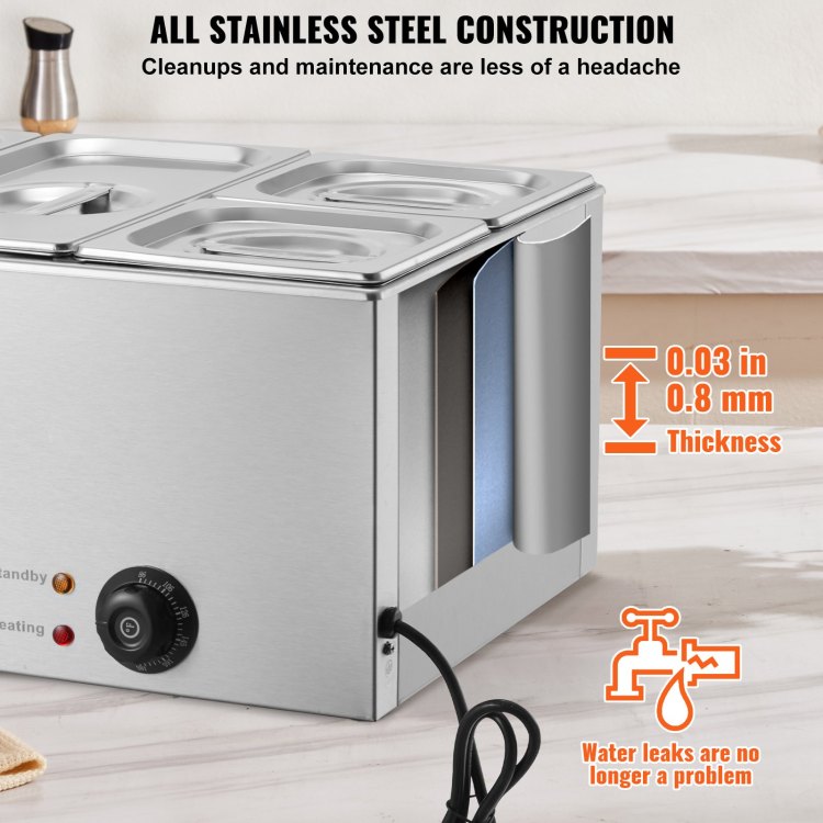 Commercial Electric Food Warmer 4 Pan Countertop Buffet 16.4Qt Bain Marie
