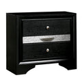 Nightstand With Silver Trim Accent And 1 Jewelry Drawer, Black