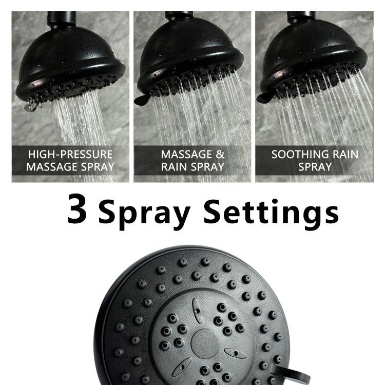 High Pressure Rain Shower Head With 3 Spray Modes, 4 Inch Fixed Bathroom Rainfall Showerhead With Adjustable Swivel Ball Joint, Bathroom Accessories