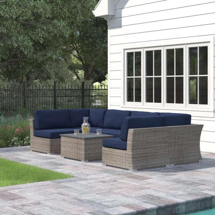 Ready To Use 4 Person Wicker Seating Group With Premium Fabric