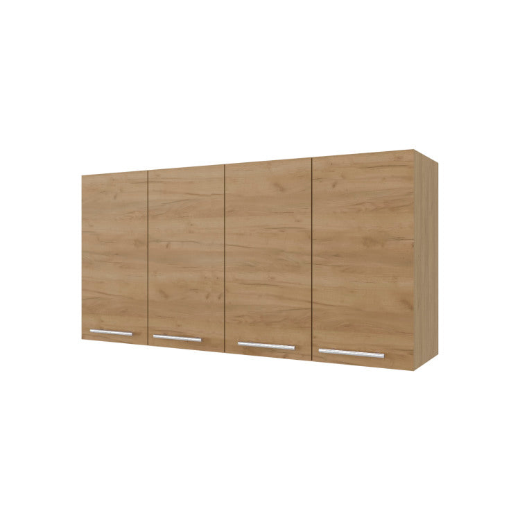 Lyman Wall Cabinet Kitchen In Melamine Wit 4 Doors , Natural Oak