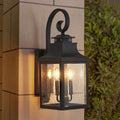 23" H 1 Pack Outdoor Wall Lantern Light Vintage Black Metal Sconce With Clear Seeded Glass For Porch, Patio, And Garden Bulb Not Included