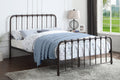 Metal Bed Dark Bronze Finish Queen Platform Bed 1Pc, Bed In A Box