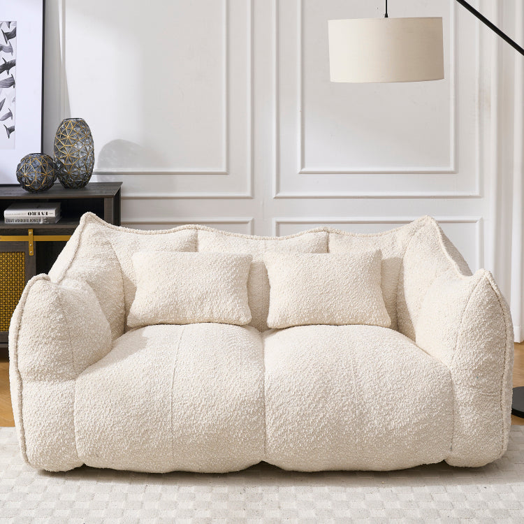 Soft Beanbag Chair With High Resilience Foam Core For Two People. The Comfortable Square Recliner Sofa Is Ideal For Family Members And Friends Engaged In Games, Reading, Watching Tv