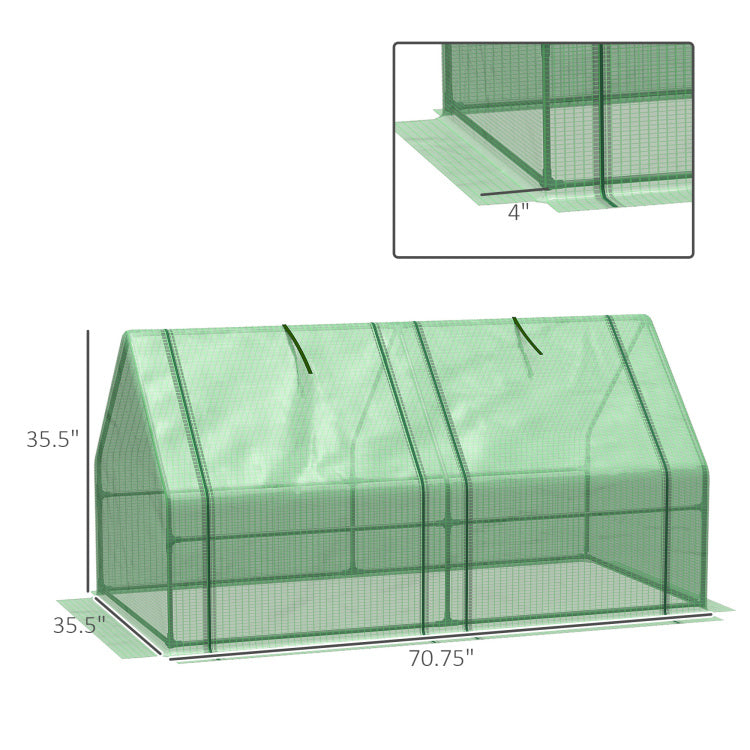 Outsunny 6' X 3' X 3' Portable Mini Greenhouse Outdoor Garden With Large Zipper Doors And Water Uv Pe Cover, Green