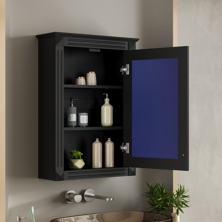 20" Wall Mounted Bathroom Storage Cabinet With Mirror, Medicine Cabinet With Height Adjustable Shelf, Over The Toilet Space Saver Cabinet