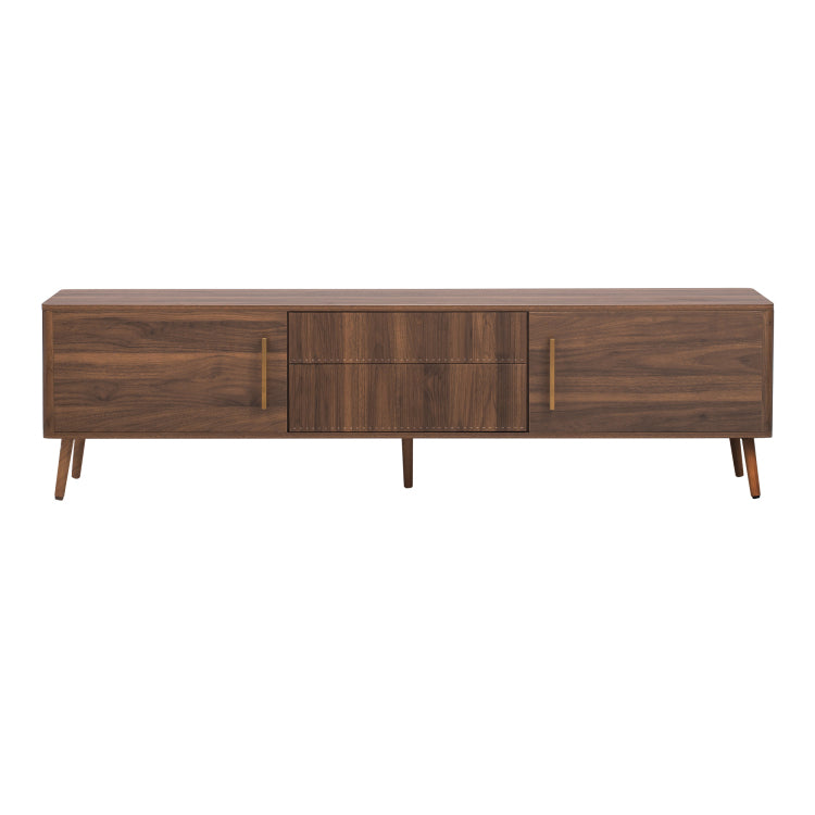 Mid Century Tv Stand With 2 Drawers, Media Console Table For Tvs Up To 80'', Entertainment Center With Storage For Living Room, Bedroom, Home Theatre