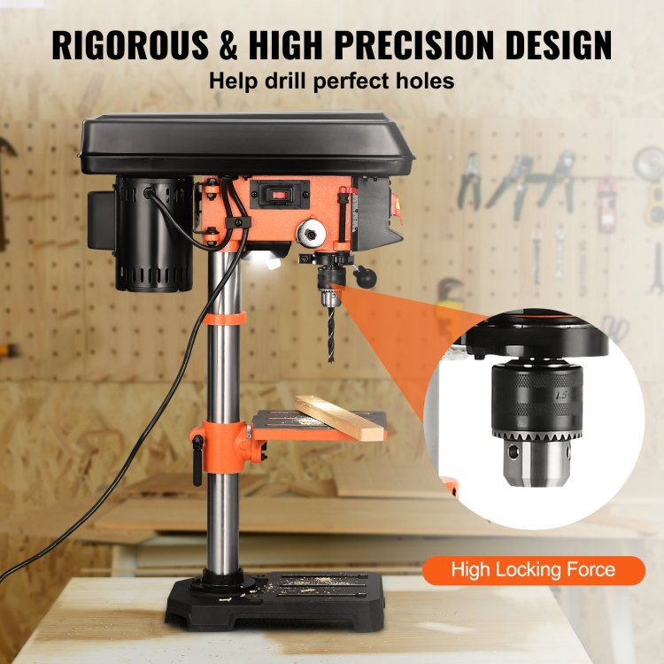 10'' 5 Speed Benchtop Drill Press Cast Iron Drill Press 3.2A 610 2800Rpm