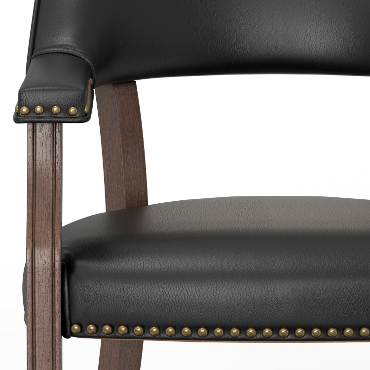 Gorman Dining And Game Chair In Walnut With Black Faux Leather