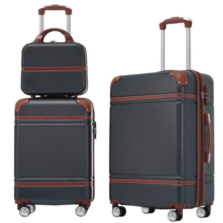 Hardshell Luggage Sets 3 Pieces 20" 24" Luggages And Cosmetic Case Spinner Suitcase With Tsa Lock Lightweight,Black