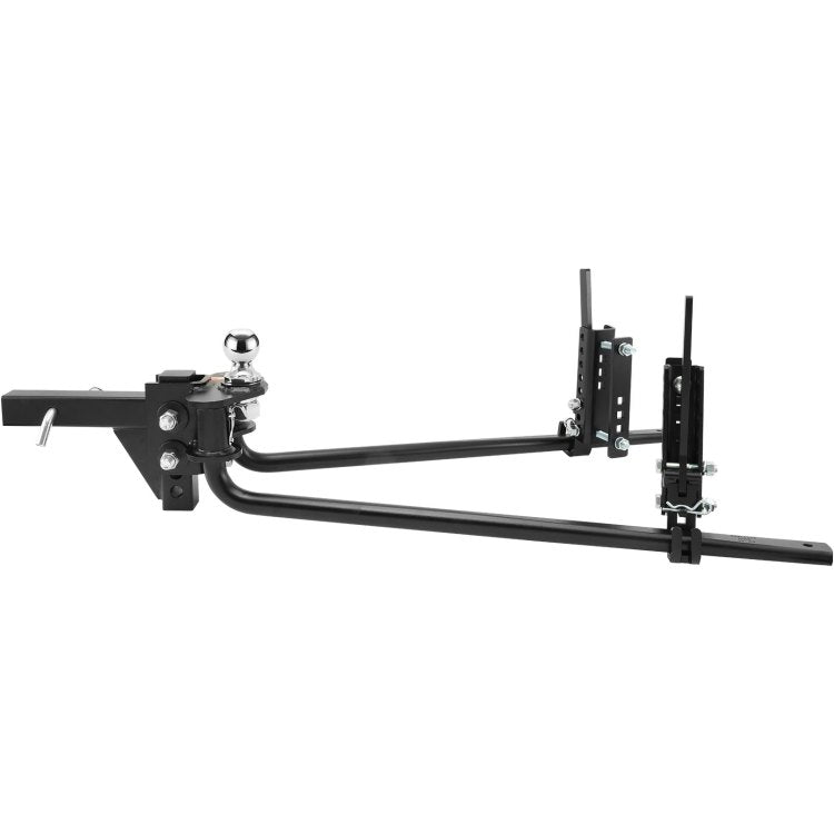Weight Distribution Hitch, 1,500 Lbs Weight Distributing Hitches Kit With Sway Control For Trailer, 2 In Solid Steel Shank, 2 5 16 In Alloy Steel Ball, Powder Coated Load Leveling Hitch, Black