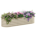 Outsunny 6.5' X 2' X 1.4' Galvanized Raised Garden Bed Kit, Outdoor Metal Elevated Planter Box With Safety Edging, Easy Diy Stock Tank For Growing Flowers, Herbs & Vegetables, Cream