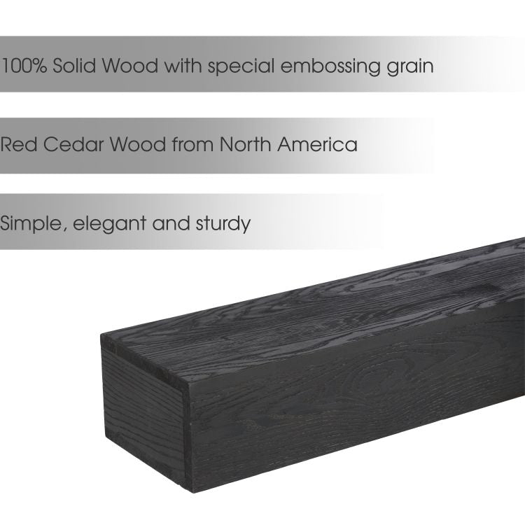 48'' Embossed Fireplace Mantel Western Red Cedar Wall Mounted & Floating Shelf For Home Decor