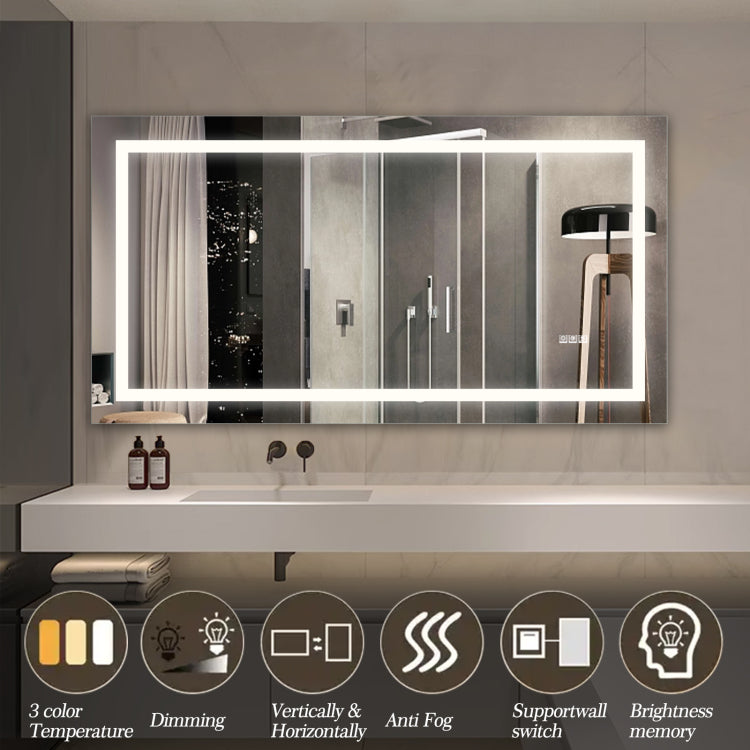 60" X 32" Led Bathroom Mirror With Anti Fog And Touch Sensor Modern Frameless Lighted Wall Mirror For Bathroom Vanity, Shower Room, Or Dressing Area