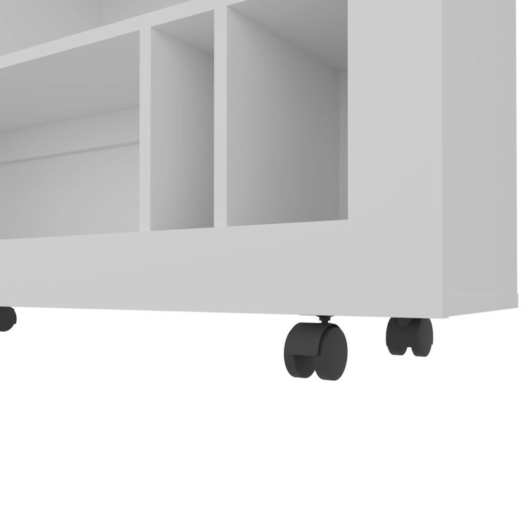 White Console Table In Melamine With Open Storage