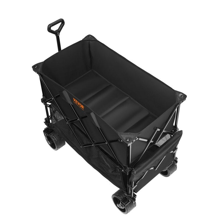 Foldable Double Decker Wagon, 400L Collapsible Wagon Cart With All Terrain Wheels, Heavy Duty Folding Wagon Cart 350 450 Lb Weight Capacity For Camping, Shopping, Garden, 52" Extra Long Extender